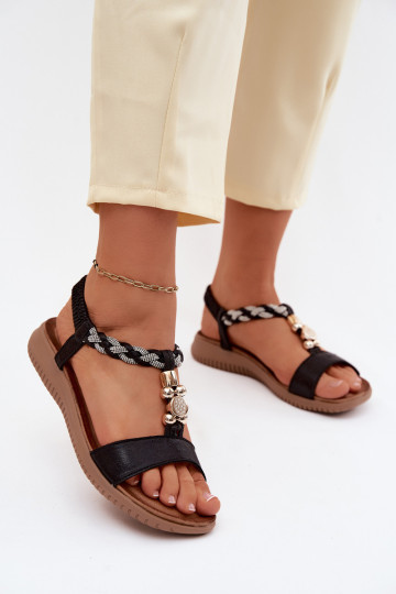 Sandali bassi da donna S.Barski KV61-6051 colore nero 2