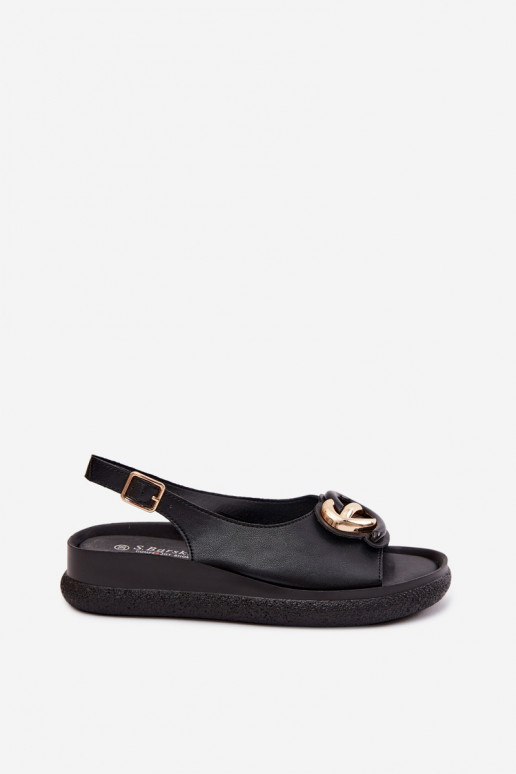 Sandali platform in pelle con ornamenti neri
