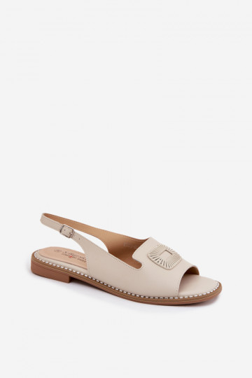 Sandali da donna con tacco largo S.Barski KV61-6076 colore sabbia 2