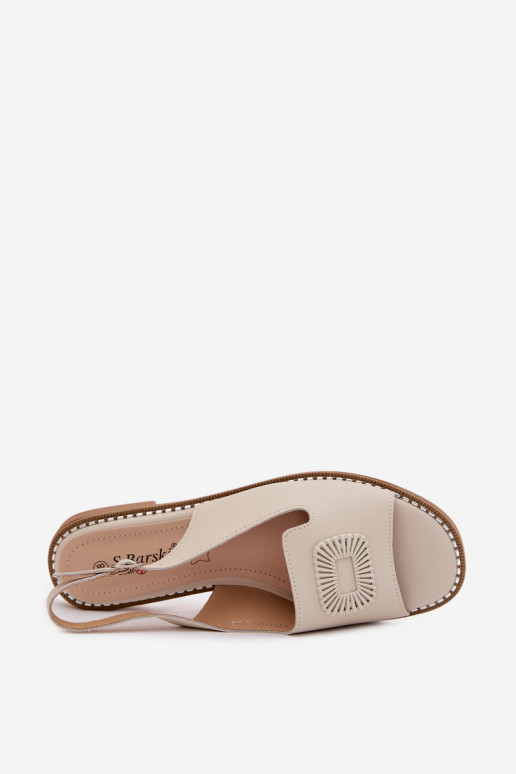 Sandali da donna con tacco largo S.Barski KV61-6076 colore sabbia