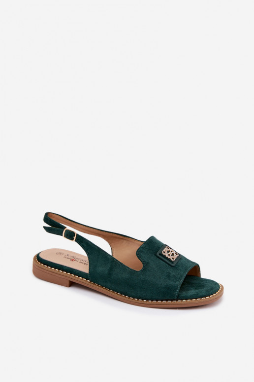 Sandali da donna con tacchi larghi Con decorazioni Detalem S.Barski KV61-6015 colore verde