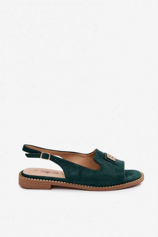 Sandali da donna con tacchi larghi Con decorazioni Detalem S.Barski KV61-6015 colore verde