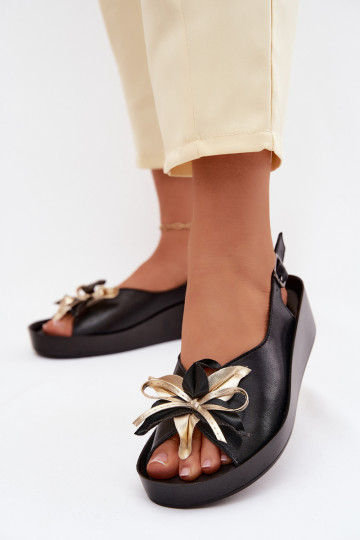 Sandali da donna Femminile con ornamenti S.Barski KV61-6045 colore nero