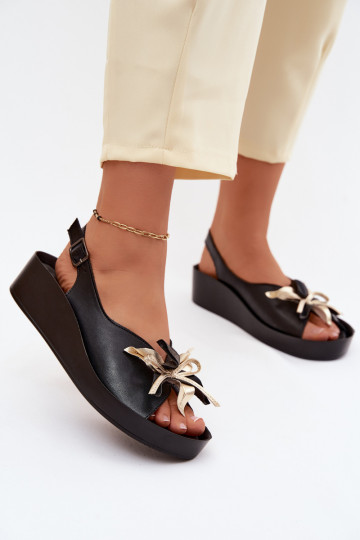 Sandali da donna Femminile con ornamenti S.Barski KV61-6045 colore nero 2