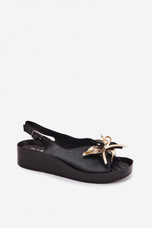 Sandali da donna con ornamenti S.Barski KV61-6045 colore nero