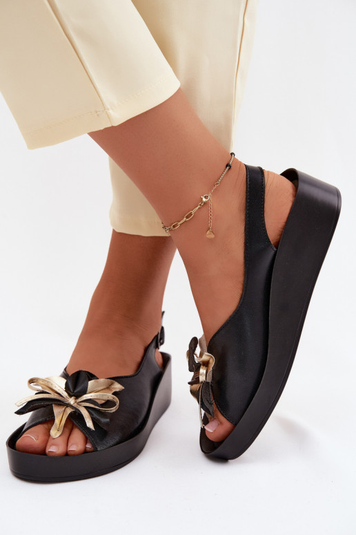 Sandali da donna Femminile con ornamenti S.Barski KV61-6045 colore nero