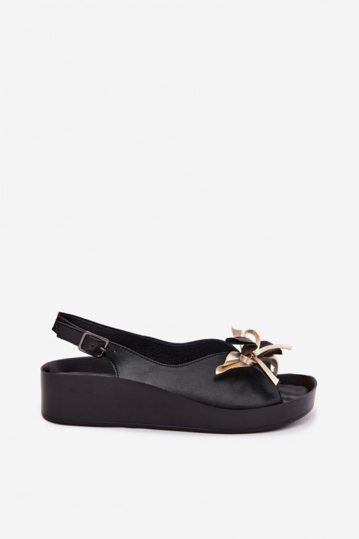 Sandali da donna con ornamenti S.Barski KV61-6045 colore nero