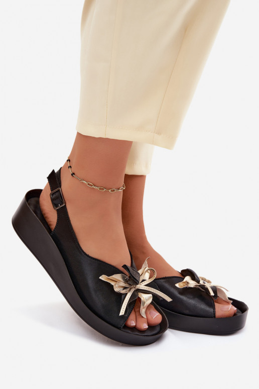 Sandali da donna con ornamenti S.Barski KV61-6045 colore nero