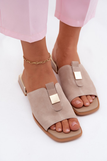 Stile elegante Pantofole da donna pelle scamosciata naturaleoAa D&A JC61-1002 beige