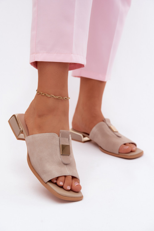 Stile elegante Pantofole da donna pelle scamosciata naturaleoAa D&A JC61-1002 beige