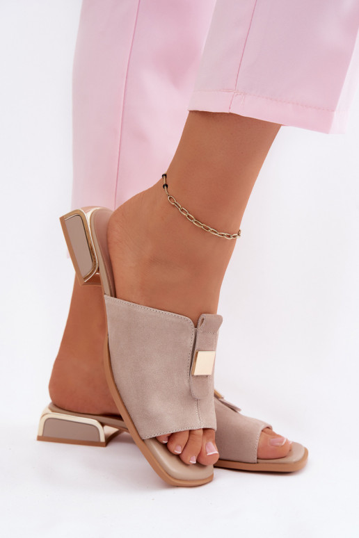 Stile elegante Pantofole da donna pelle scamosciata naturaleoAa D&A JC61-1002 beige