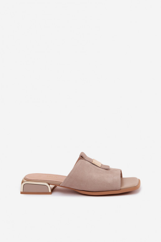 Pantofole eleganti in camoscio D&A JC61-1002 sabbia