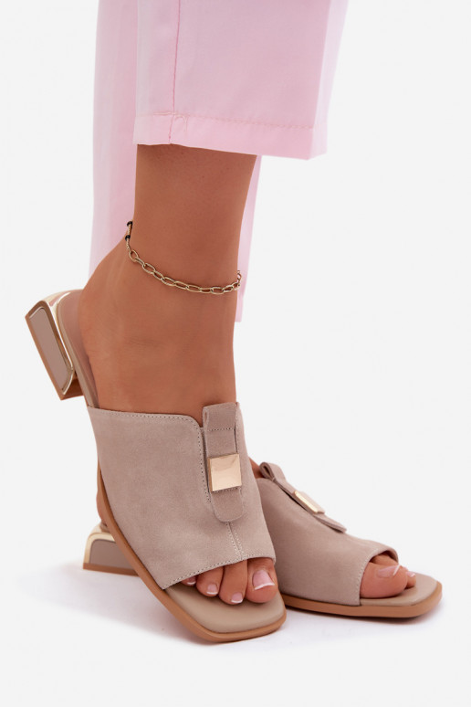 Pantofole eleganti in camoscio D&A JC61-1002 sabbia