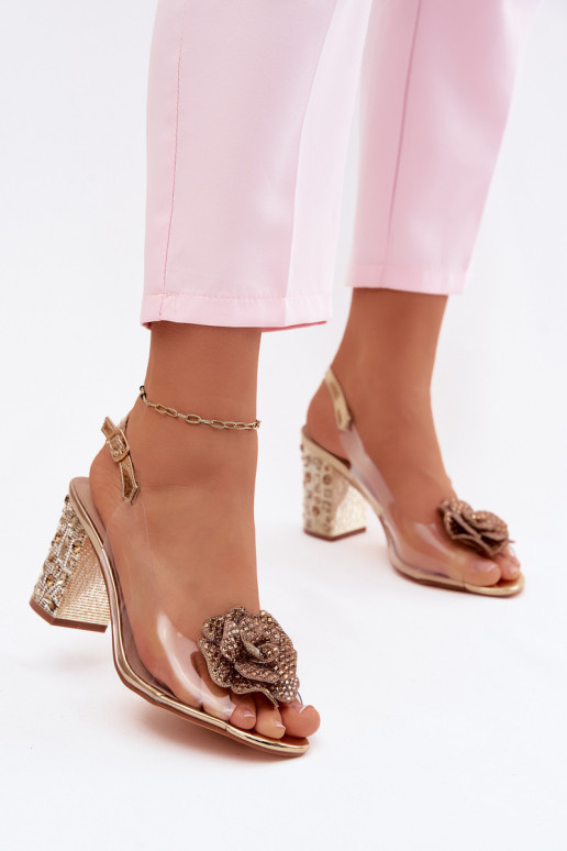 Guardare attraverso sandali con i tacchi con gli occhi lucenti D&A MR61-9013 colore dorato