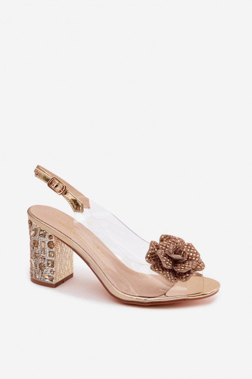 Guardare attraverso sandali con i tacchi con gli occhi lucenti D&A MR61-9013 colore dorato