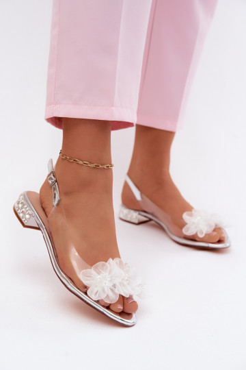 Guardare attraverso sandali con gli occhi lucenti I SiateczkoAymi con motivi florealiami D&A MR61-9006 color argento 2