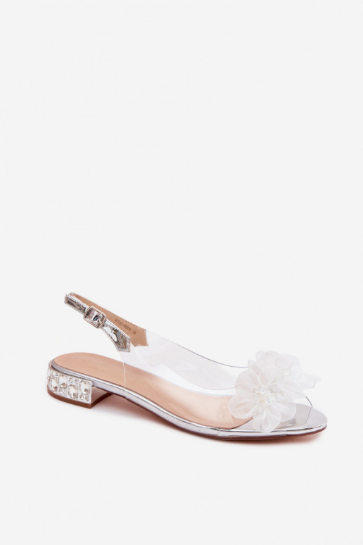 Guardare attraverso sandali con gli occhi lucenti I SiateczkoAymi con motivi florealiami D&A MR61-9006 color argento