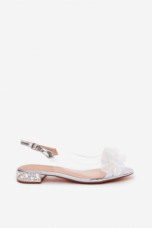 Guardare attraverso sandali con gli occhi lucenti I SiateczkoAymi con motivi florealiami D&A MR61-9006 color argento