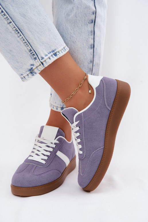 Sneakers con imitazione di camoscio viola Calira
