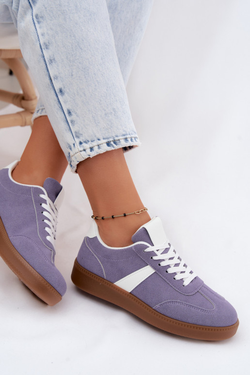 Sneakers con imitazione di camoscio viola Calira