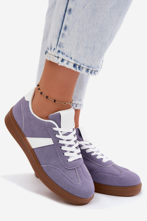Sneakers con imitazione di camoscio viola Calira