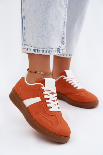 Sneakers con imitazione di camoscio arancione Calira