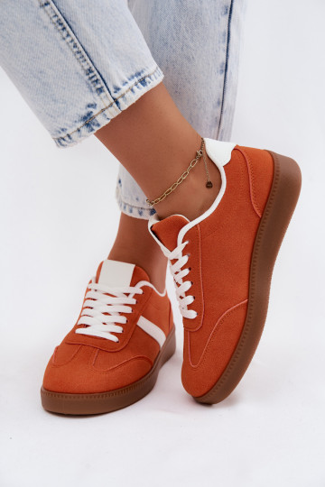 Sneakers con imitazione di camoscio arancione Calira 2