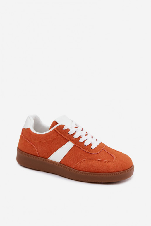 Sneakers con imitazione di camoscio arancione Calira