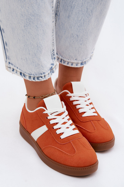 Sneakers con imitazione di camoscio arancione Calira