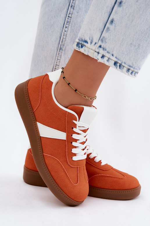 Sneakers con imitazione di camoscio arancione Calira