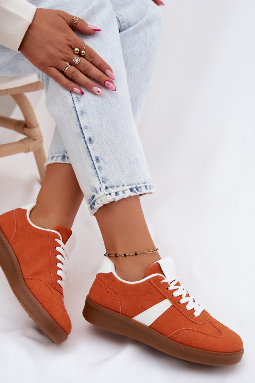 Sneakers con imitazione di camoscio arancione Calira