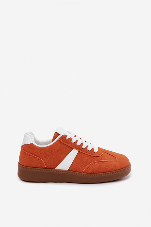 Sneakers con imitazione di camoscio arancione Calira