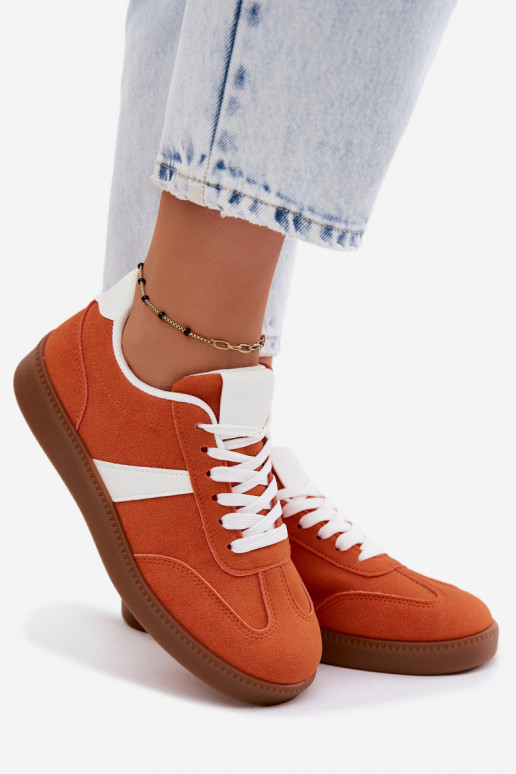 Sneakers con imitazione di camoscio arancione Calira