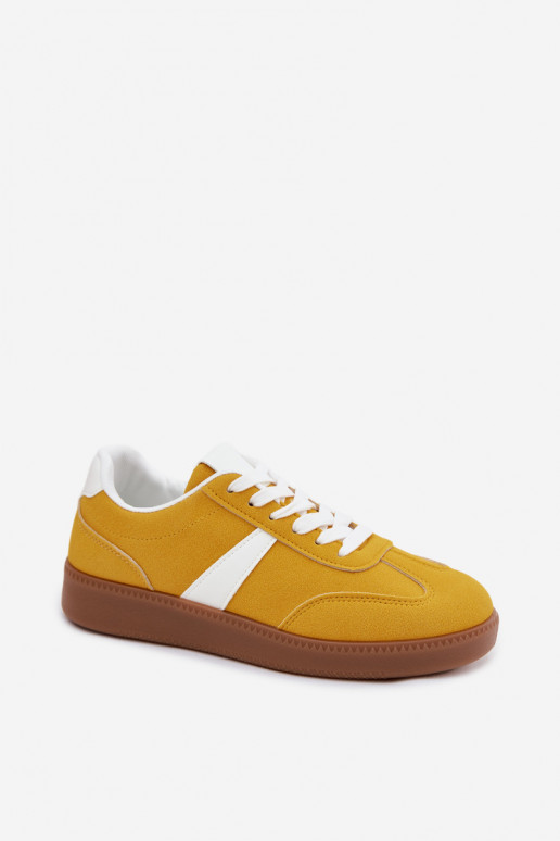 Sneakers con imitazione di camoscio giallo Calira