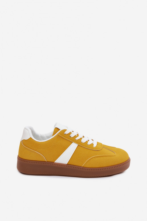 Sneakers con imitazione di camoscio giallo Calira