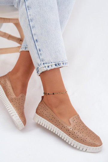 Scarpe slip-on con elementi forati color champagne Salty