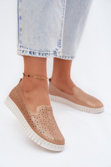 Scarpe slip-on con elementi forati color champagne Salty 2