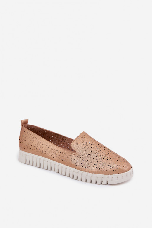 Scarpe slip-on con elementi forati color champagne Salty