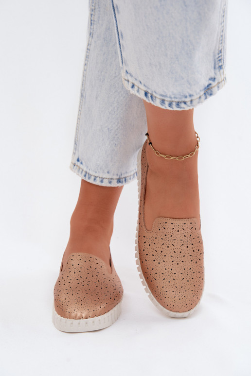 Scarpe slip-on con elementi forati color champagne Salty