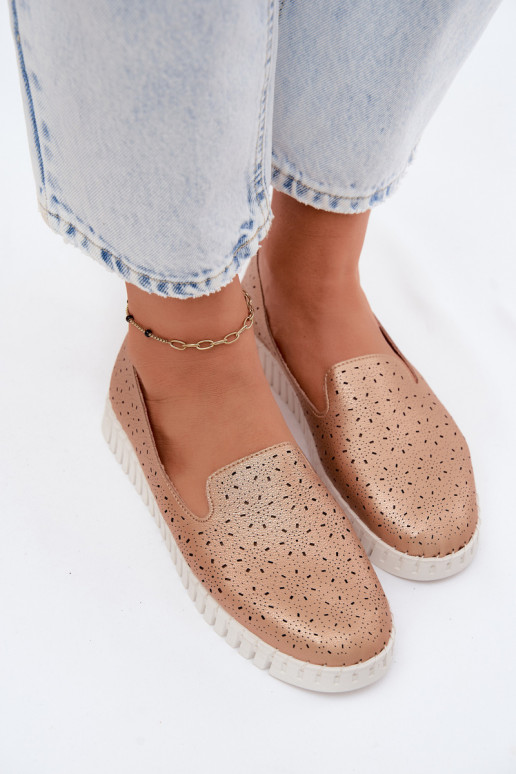 Scarpe slip-on con elementi forati color champagne Salty