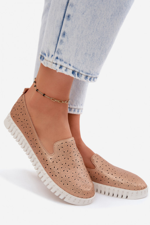 Scarpe slip-on con elementi forati color champagne Salty