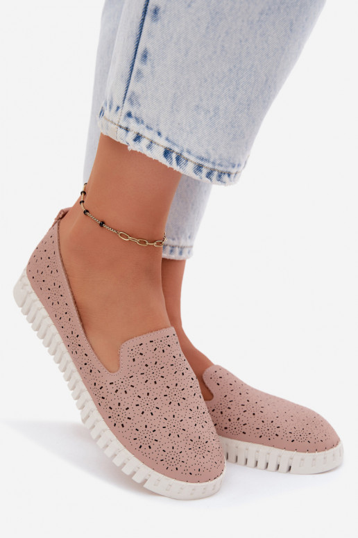 Scarpe slip-on perforate rosa Salty