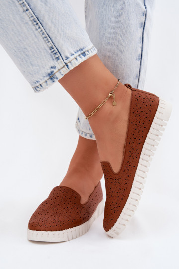 Scarpe slip-on perforate marroni Salty