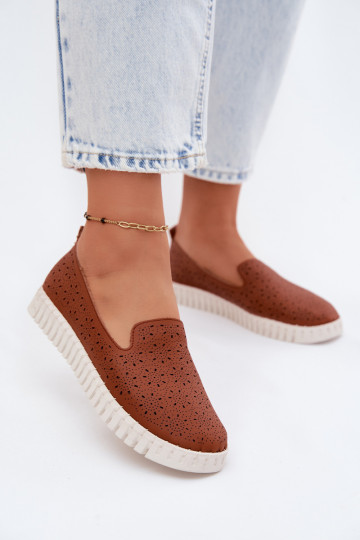 Scarpe slip-on perforate marroni Salty 2