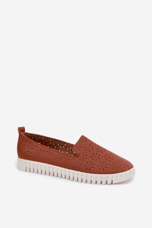 Scarpe slip-on perforate marroni Salty