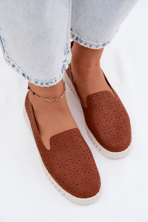 Scarpe slip-on perforate marroni Salty
