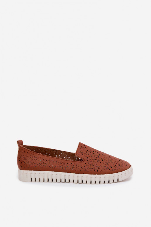 Scarpe slip-on perforate marroni Salty