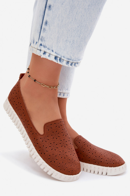 Scarpe slip-on perforate marroni Salty