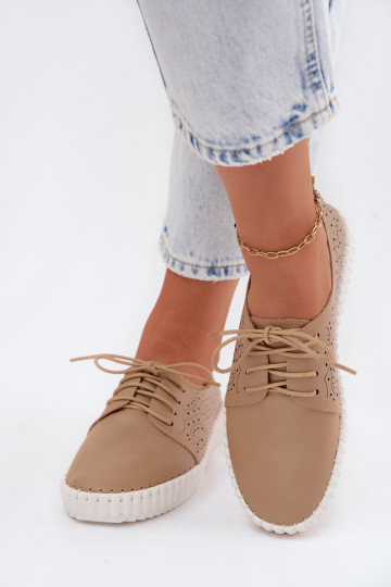 Scarpe perforate sabbia con lacci Pearla
