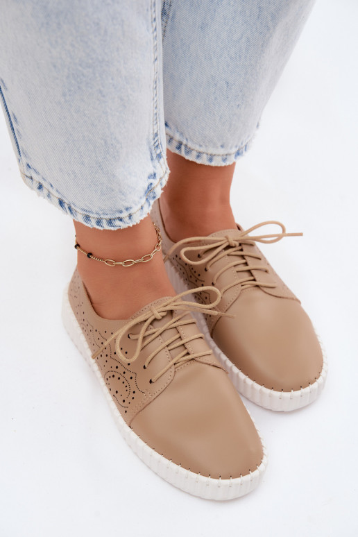 Scarpe perforate sabbia con lacci Pearla